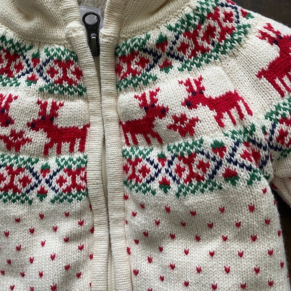 Hanna Anderson Holiday Christmas Hooded lined Jacket Fair Isle - Picture 6 of 9